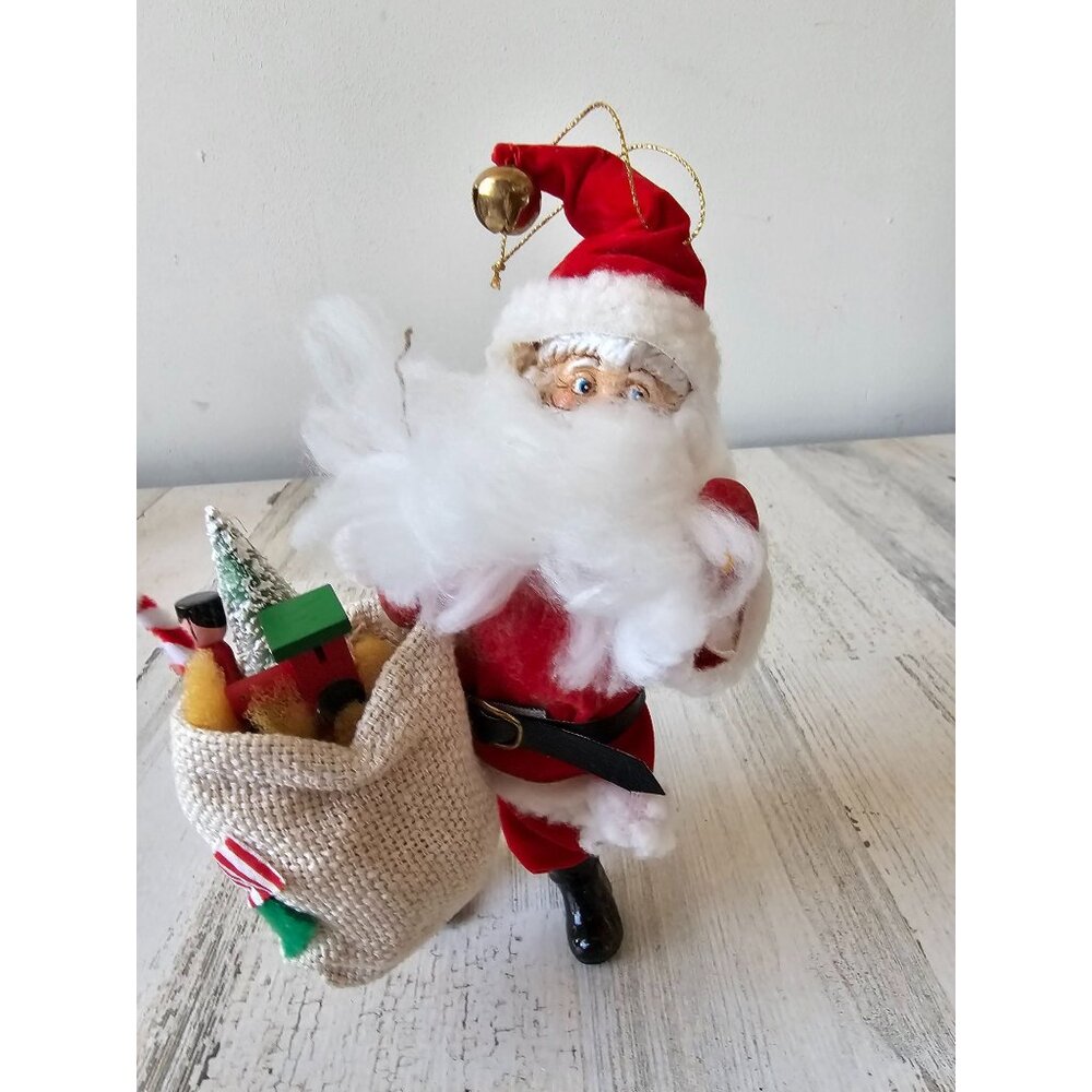 Vintage Santa stocking bag ornament‎ decor Xmas tree velvet felt